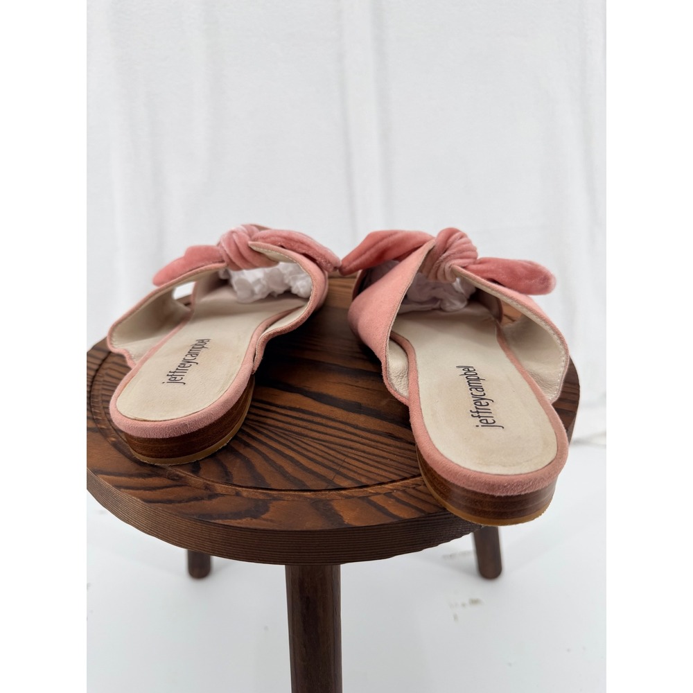 Jeffrey Campbell Charlin-2 Pink Velvet Bow Pointed Toe Mules Flats 8M Coquette - Picture 7 of 8